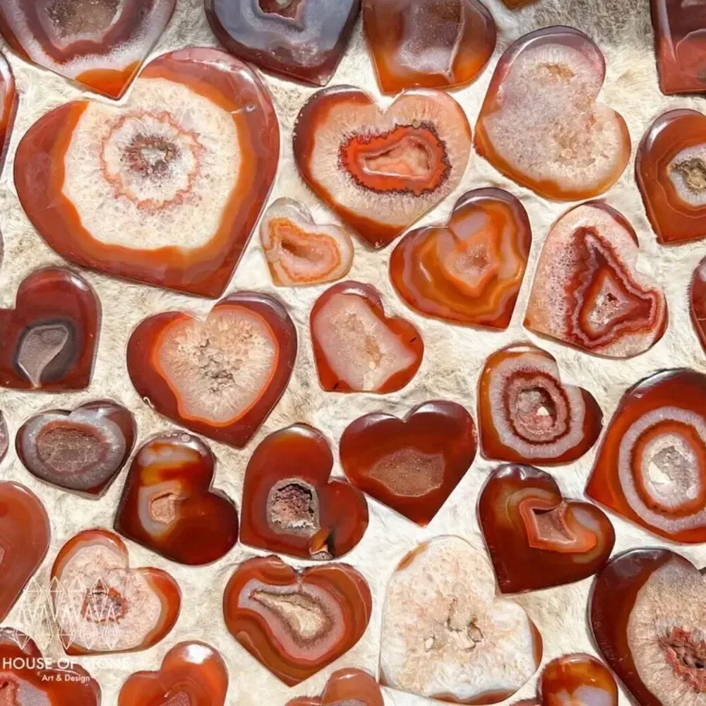 1 Natural Carnelian Crystal Heart Red Agate Geode Cluster Spiritual Meditation